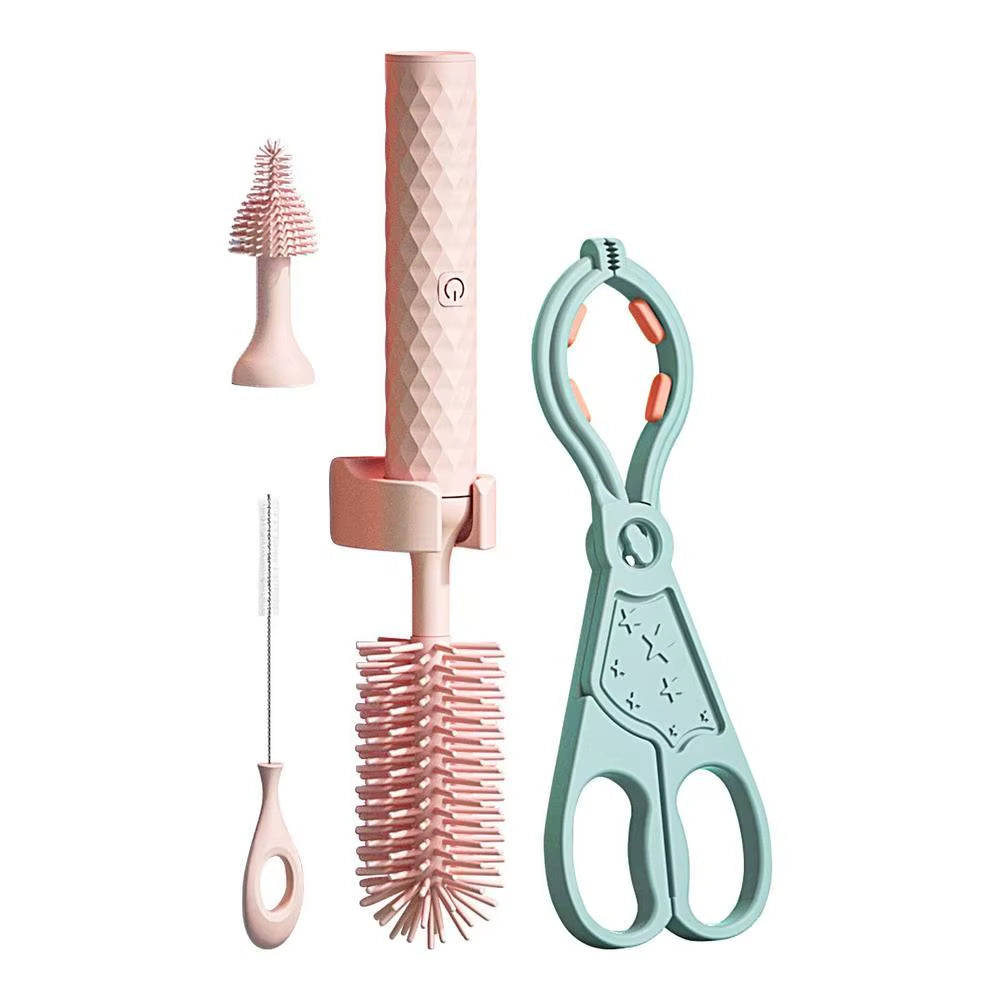 Electric Silicone Bottle Brush 360 Degree Rotating Baby Pacifier Cup Pacifier Cleaning Brush Set Perfect for Cleaning Bottles